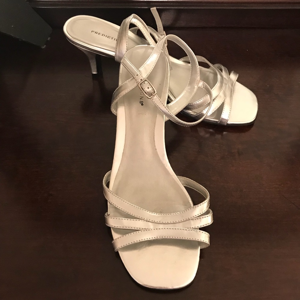 Silver strapped heeled sandals